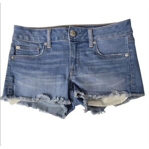 American Eagle Outfitters Super Stretch Cut-Off Denim Shorts Blue Women's Size 4